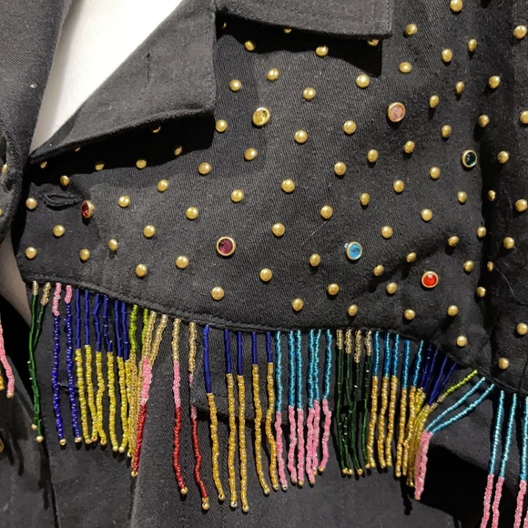 The Kooples Cropped Jean Jacket with Fringe - Picture 3 of 5